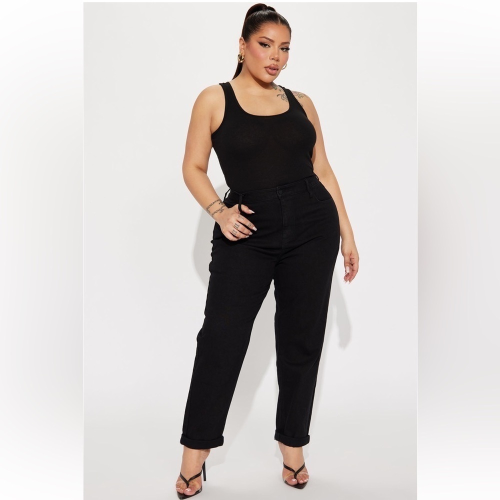 Fashion Nova black rolled hem Jean